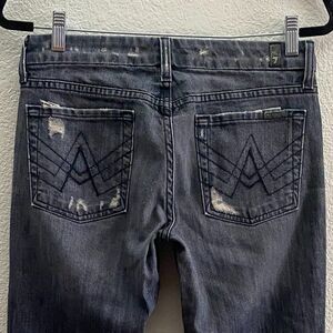 VTG Y2K 7 For All Mankind A-Pocket Flare Boot Cut Low Rise Distressed Jeans 27